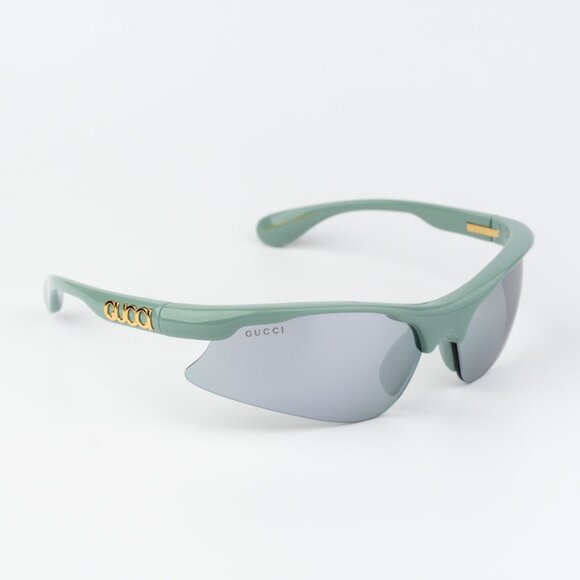 Gucci Women Sunglasses Green Silver Mirror Mask GG1774S 005 BRAND NEW - Picture 1 of 9